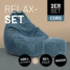 LUMALAND Sitzsack Hocker Set Cord mit Füllung EPS Perlen Produktbild-Vorschau 2