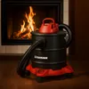 A KAMINER ash vacuum cleaner is placed in front of a fireplace with a fire burning. Produktbild-Vorschau