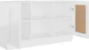 A white sideboard with multiple compartments and a glass-paneled door. Anteprima dell’immagine prodotto
