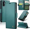 Collage of a teal leather wallet phone case for a Samsung Galaxy A56, showing different angles and features. Produktbild-Vorschau