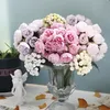Kunstblumen Blumenstrauß Pfingstrosen Kunstpflanzen pink Produktbild-Vorschau 4