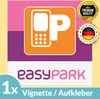 A graphic design featuring a stylized mobile phone icon with a large 'P' and branding for 'easypark'. Produktbild-Vorschau