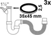 KIRCHHOFF Siphon Flachdichtung Silikon, 35 x 45 x 2 mm für Produktbild-Vorschau 2