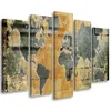 5-teiliges leinwandbild retro-weltkarte 150x100 cm Feeby Produktbild-Vorschau 1