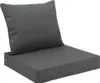 A dark gray outdoor cushion set for a rattan or wicker chair, consisting of a seat cushion and a backrest cushion, shown against a white background. Náhled obrázku produktu