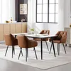 A dining set with a marble-top table and four brown chairs in a dining room. Produktbild-Vorschau