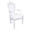 Barockstuhl Barock Stuhl Armlehne Weiß Kunstleder Esszimmer Produktbild-Vorschau 2