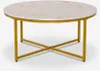 Wohnzimmertisch modern rund 90cm aus Metall Marmoreffekt Produktbild-Vorschau 1