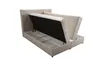 A beige upholstered bed frame with its storage compartments open, revealing the interior. Podgląd zdjęcia produktu