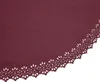A close-up view of a maroon Christmas tree skirt with a decorative lace-like border. Náhled obrázku produktu