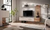 A modern living room with a wall-mounted entertainment unit, fireplace, and large window. Anteprima dell’immagine prodotto