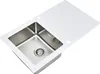 A white kitchen sink with a stainless steel basin and a draining board. Produktbild-Vorschau
