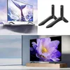 A collage of images showing a TV stand, a pair of TV stand feet, and a TV on a stand. Náhled obrázku produktu