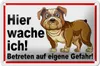 Blechschild Hinweis 18x12cm Hier wache ich Hunde Produktbild-Vorschau 1