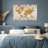 MuchoWow® Poster Weltkarte - Gold - Blumen 120x80 cm - Produktbild-Vorschau 4