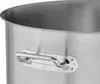 A close-up view of the handle and rim of a large stainless steel pot. Produktbild-Vorschau