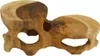 A wooden stool with two rounded seats and carved openings. Produktbild-Vorschau