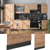A modern kitchen with wooden cabinets and appliances, along with close-up shots of kitchen cabinet panels. Voir les images du produit