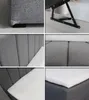 A collage of close-up images showing different parts of a bed, including the base, lifting mechanism, headboard, mattress, and topper. Produktbild-Vorschau