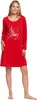 A woman wearing a red Christmas-themed nightgown. Produktbild-Vorschau