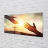 Glasbilder 140x70 Wandkunst Cross Hände Produktbild-Vorschau 2
