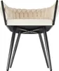 The underside of a chair with black legs and a beige upholstered seat. Produktbild-Vorschau