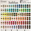 A collage of yarn skeins in various colors, with brand name and product information. Produktbild-Vorschau