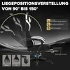 A gaming chair is shown with its reclining features illustrated. Voir les images du produit