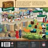 The back of a board game box for Tiny Towns Villagers, showing game components, artwork, and descriptive text. Produktbild-Vorschau