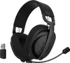 A black wireless gaming headset and its USB dongle are shown against a white background. Produktbild-Vorschau