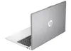 A silver HP laptop is shown from a diagonal rear view, with the lid open and the keyboard visible. Produktbild-Vorschau