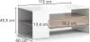 A diagram of a white and wood coffee table with dimensions indicated. Anteprima dell’immagine prodotto