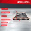 Diagram showing the layers of an electric underfloor heating film. Produktbild-Vorschau