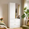 Kleiderschrank 75x170x48cm Weiß mit Spiegeltür & Produktbild-Vorschau 1