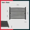 A diagram showing the dimensions of a cast iron grate for a fireplace or stove. Produktbild-Vorschau