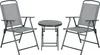 A set of outdoor furniture, including a small round table and two folding chairs, is displayed against a white background. Náhľad obrázku produktu