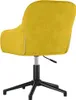 The back view of a yellow velvet office chair with a black base. Náhled obrázku produktu