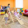 COSTWAY Lezecký trojúhelník dřevo s žebříkem, pro batolata Náhled obrázku produktu 2