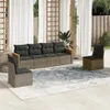 6-tlg. Garten-Sofagarnitur mit Kissen Grau Poly Rattan Produktbild-Vorschau 2