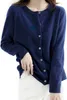 Damen Strickjacke Cardigan Wollpullover XXL Marineblau Produktbild-Vorschau 1