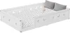 A white children's bed with a mattress and two pillows. Produktbild-Vorschau