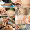 A collage of images showing different stages and techniques of pottery making. Produktbild-Vorschau