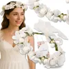 EDIBAZZAR | Kranz Stirnband Haarblumen Weiße Rosen Boho Produktbild-Vorschau 1
