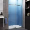 A modern bathroom with a shower enclosure, sink, and shelving unit. Produktbild-Vorschau