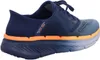 Side view of a blue Skechers slip-on shoe with orange accents. Produktbild-Vorschau