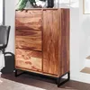 WOHNLING Schuhschrank Sheesham Massivholz 88x120x40 cm Produktbild-Vorschau 1