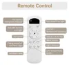 An image illustrating the functions of a remote control for a ceiling fan, with labels pointing to each button. Anteprima dell’immagine prodotto