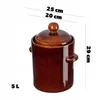 A brown ceramic pot with a lid and handles, with dimensions indicated by text overlays. Anteprima dell’immagine prodotto