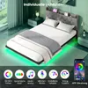 Łóżko COSTWAY 140x200cm, rama łóżka z diodami LED, stacja Podgląd zdjęcia produktu 5