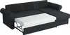 A dark gray sectional sofa with a pull-out bed extended in the center. Náhled obrázku produktu